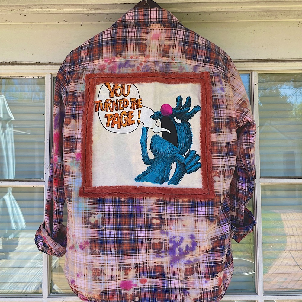 GAP Upcycled bleached tie-dyed flannel size small